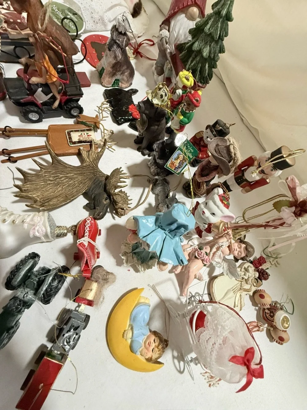 Vintage & Modern Mixed Christmas Ornaments Decor Wood Resin Glass Metal Ceramic